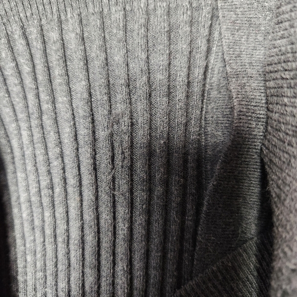 Lands End Y2K Charcoal Gray Heather Ribbed Button Front Cardigan-Size L - Picture 6 of 8